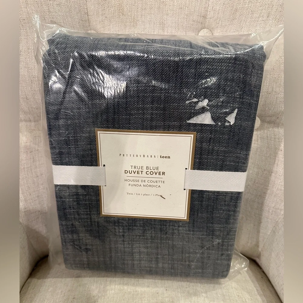 Pottery Barn Teen True Blue Twin Duvet Cover Denim Jean Luxury Bedding NEW